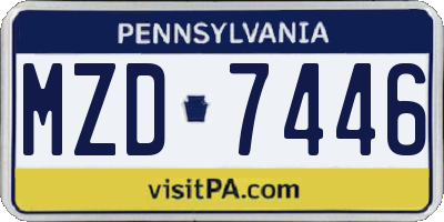 PA license plate MZD7446