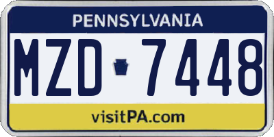 PA license plate MZD7448