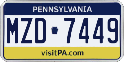PA license plate MZD7449