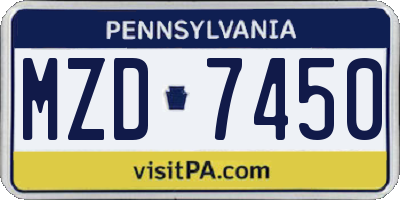 PA license plate MZD7450