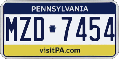 PA license plate MZD7454