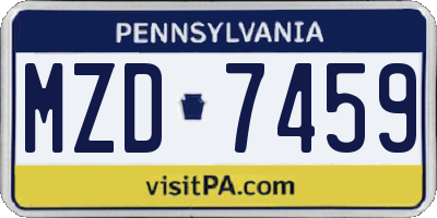 PA license plate MZD7459