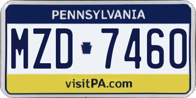 PA license plate MZD7460