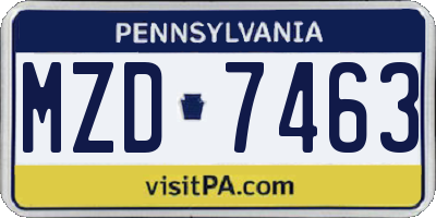 PA license plate MZD7463