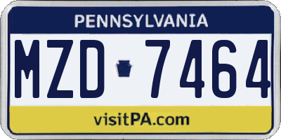 PA license plate MZD7464