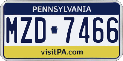 PA license plate MZD7466