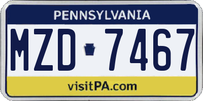 PA license plate MZD7467