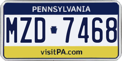 PA license plate MZD7468
