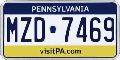 PA license plate MZD7469