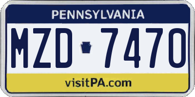 PA license plate MZD7470
