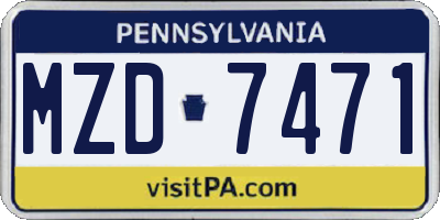 PA license plate MZD7471