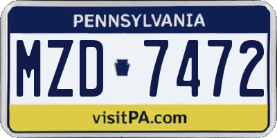 PA license plate MZD7472
