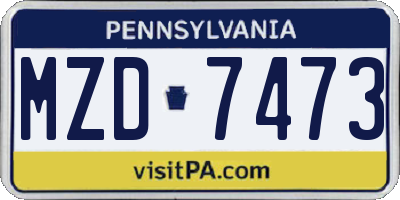 PA license plate MZD7473