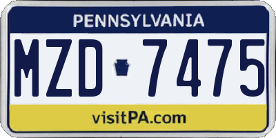 PA license plate MZD7475