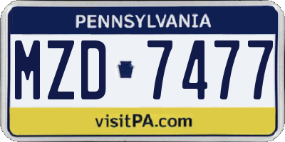 PA license plate MZD7477