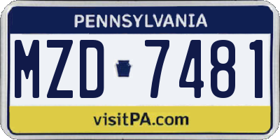 PA license plate MZD7481