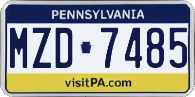 PA license plate MZD7485