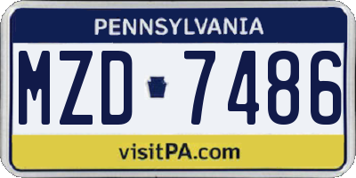 PA license plate MZD7486