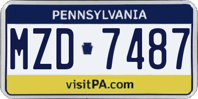PA license plate MZD7487
