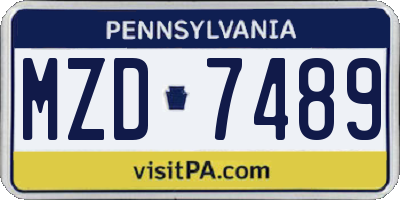 PA license plate MZD7489