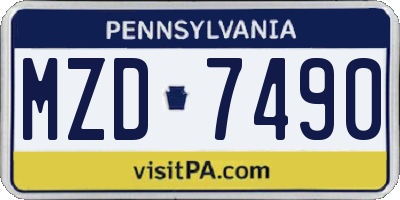 PA license plate MZD7490