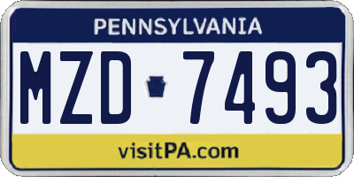 PA license plate MZD7493