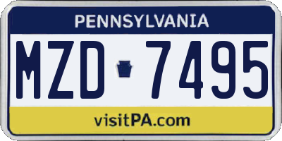 PA license plate MZD7495