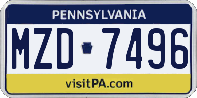 PA license plate MZD7496