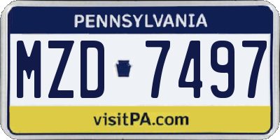 PA license plate MZD7497