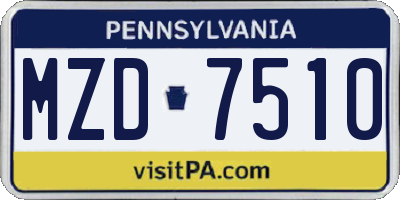 PA license plate MZD7510