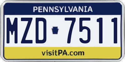 PA license plate MZD7511