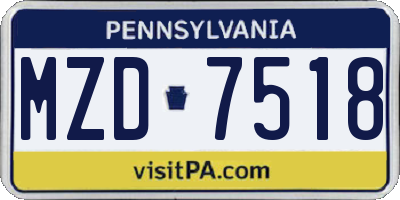 PA license plate MZD7518