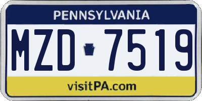 PA license plate MZD7519