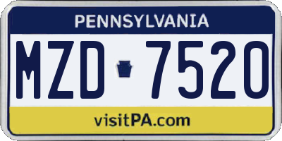 PA license plate MZD7520