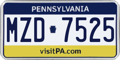 PA license plate MZD7525