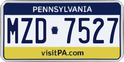 PA license plate MZD7527