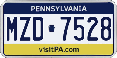 PA license plate MZD7528