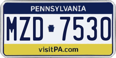 PA license plate MZD7530