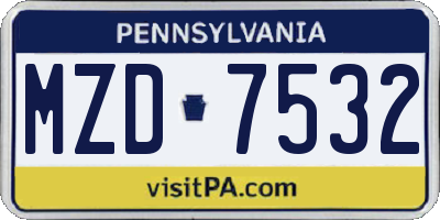 PA license plate MZD7532