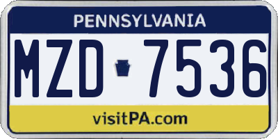 PA license plate MZD7536