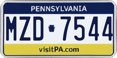 PA license plate MZD7544