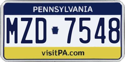 PA license plate MZD7548