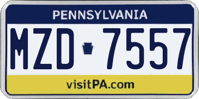 PA license plate MZD7557