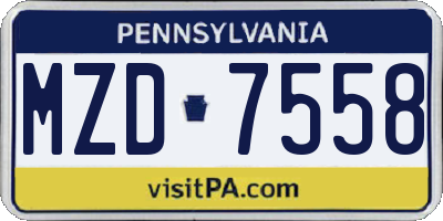 PA license plate MZD7558