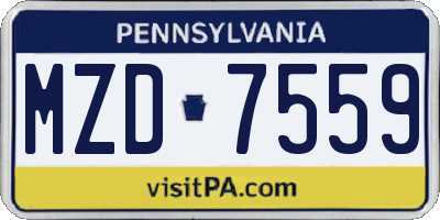PA license plate MZD7559