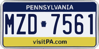PA license plate MZD7561