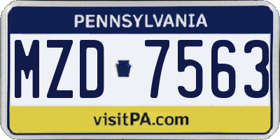 PA license plate MZD7563