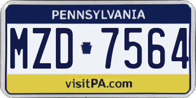 PA license plate MZD7564