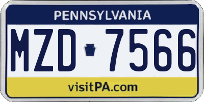 PA license plate MZD7566