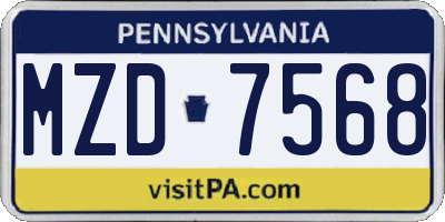 PA license plate MZD7568